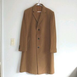 Black Brown 1826 Overcoat Peacoat Mens 42R Brown Cashmere Wool Blend Collar